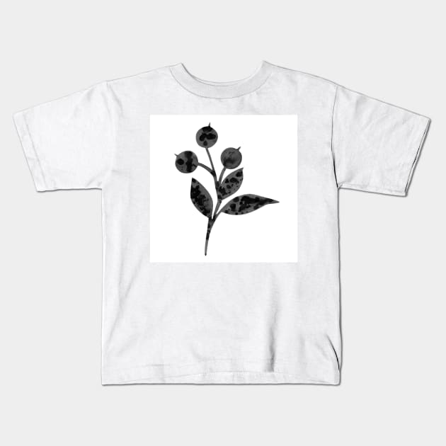 Hand drawn watercolor illustration with blueberries and leaves isolated on white. Perfect for greeting cards, postcards, logo, textile, fabric, packaging, wrapping paper and other design. Kids T-Shirt by Olesya Pugach